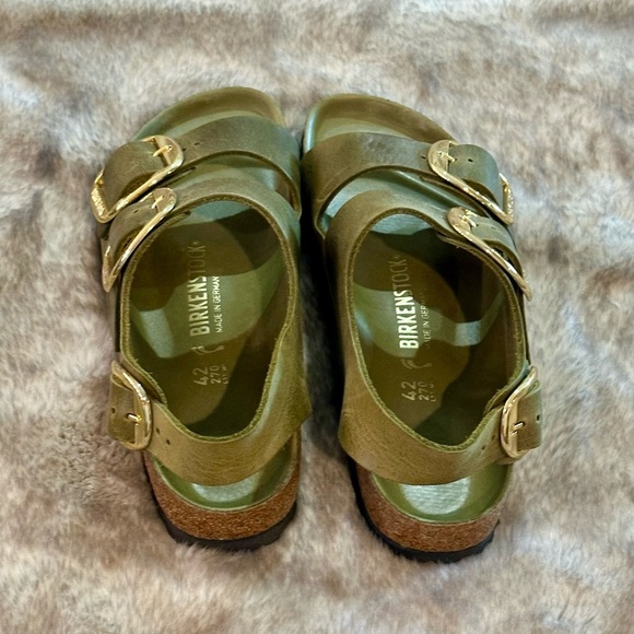 Birkenstock Green Sandals with Gold Buckles​ - Picture 2 of 7